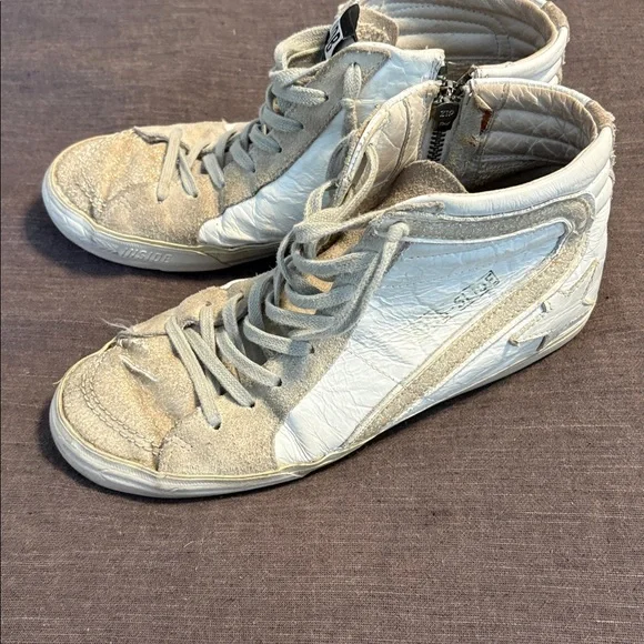 Golden Goose Slide High-Top Sneakers Sparkle grey and white size 39 EU - Picture 4 of 7